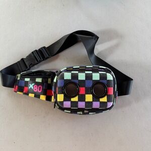 X80 Multicolor Checkered Fanny Pack with Built-in Speakers Retro Waist Bag
